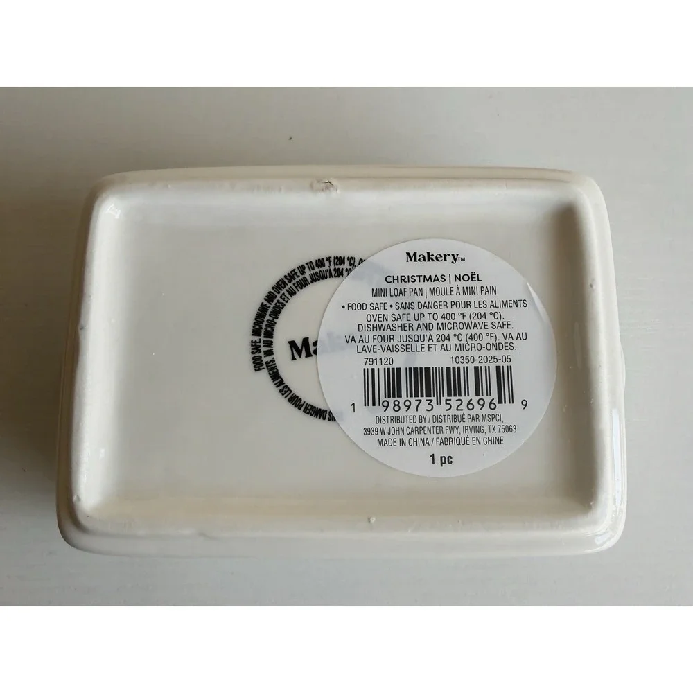 Set of 3 Christmas Mini Loaf Pans Snowflake Ceramic Oven Safe Baking Dish 6